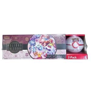 Pokemon Holiday Calendar Trading Cards Stickers And Premier Poke Ball Bundle New